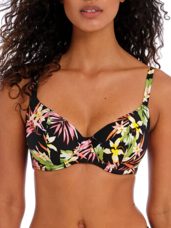 Lounge-chic swimwear -Savanna Sunset Plunge Bikini Top - Multi