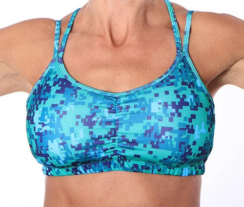 Lime Multi-Sport Sports Bra for Lounge -Seacamp Camo Strappy Top Sports Bra