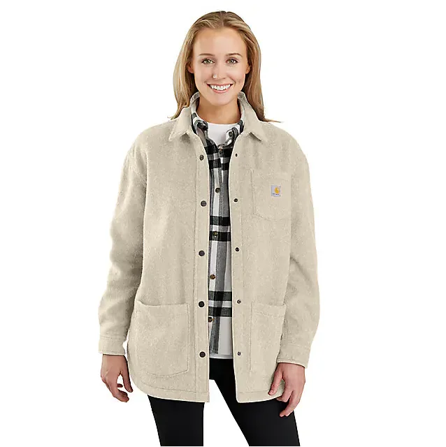 Dry-men’s sports jacket -Women's Loose Fit Brushed Fleece Shirt Jacket - Oat Milk Heather