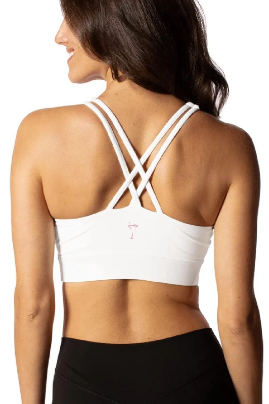 Burgundy Grip Sports Bra for Freedom -White Crossover Sports Bra