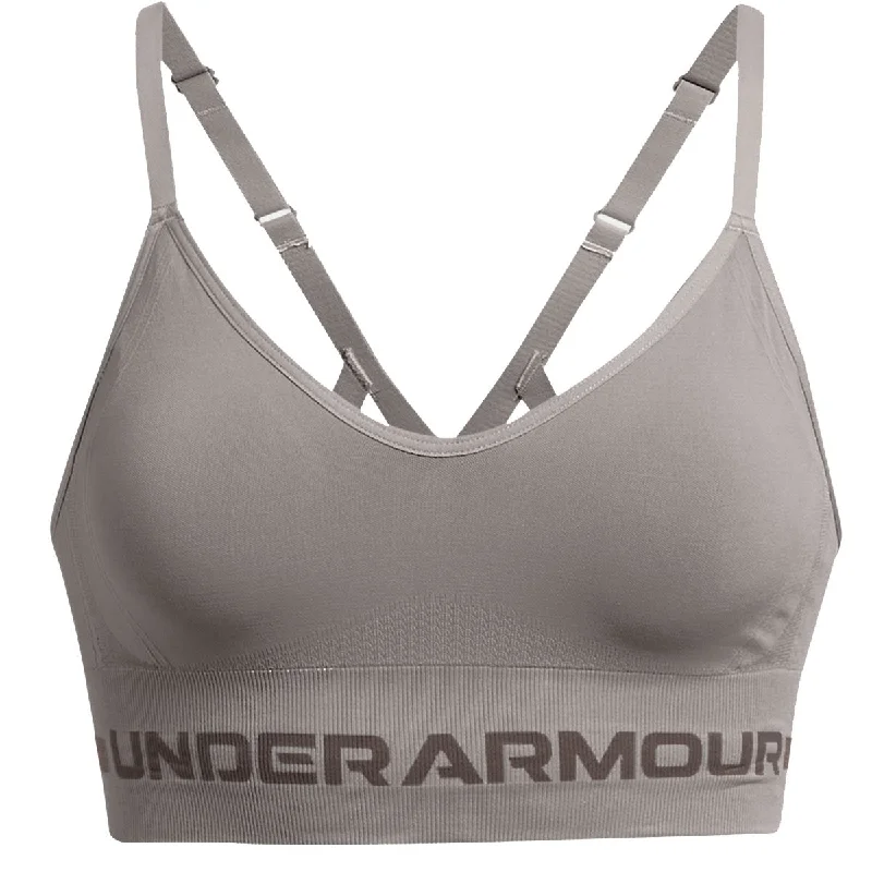 Burgundy Trek Sports Bra for Intensity -Under Armour Seamless Low Long Sports Bra - Womens - Pewter/Fresh Clay