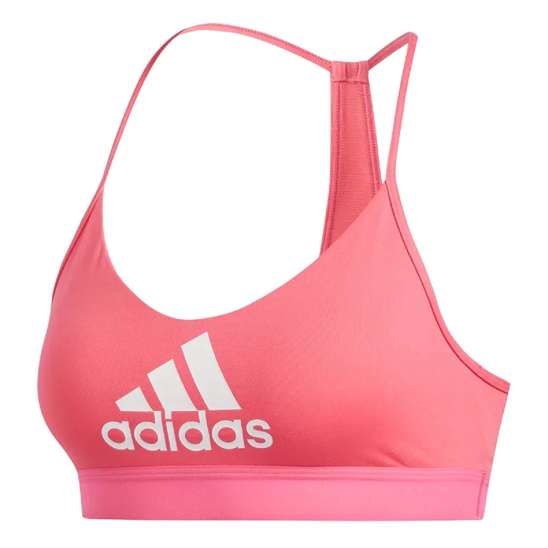 Aqua Two-Tone Sports Bra for Activity -adidas Women's All Me Badge Of Sports Bra Pink/White