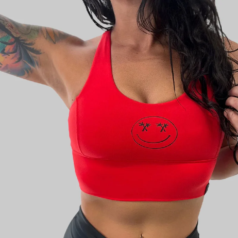 Forest Strong Sports Bra for Versatility -Salty Savage Ladies "Palm Smile" X Back Sports Bra | Cocoa Beach Performance