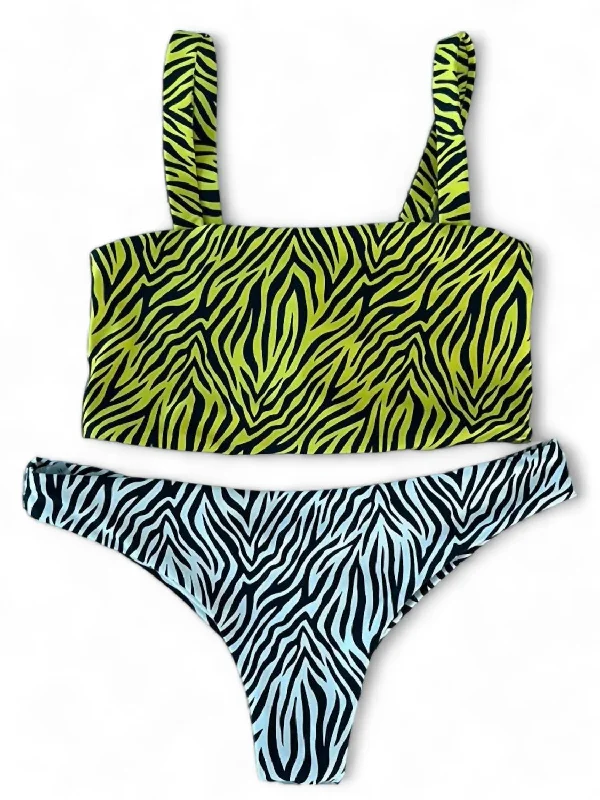 Forest Tall Sports Bra for Cushion -Zebra Bikini Set In Yellow/white