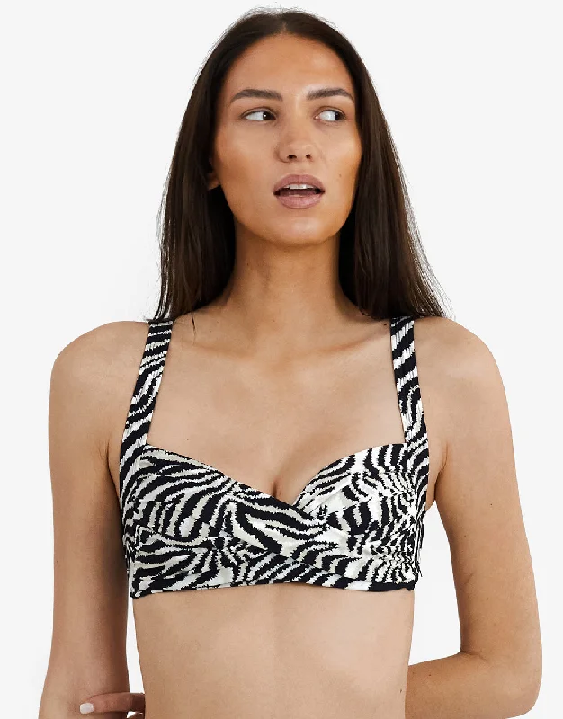 Dry Rose Sports Bra for Dryness -Zebra Medea Bikini Top - Brown and White