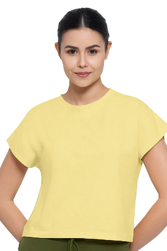 Stretch Knit Sports Top for Flexibility -Essential Crop Top - Sunshine