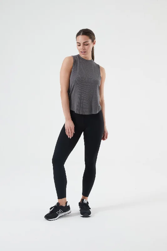 Twin Tone Sports Top for Contrast -Acacia Keyhole