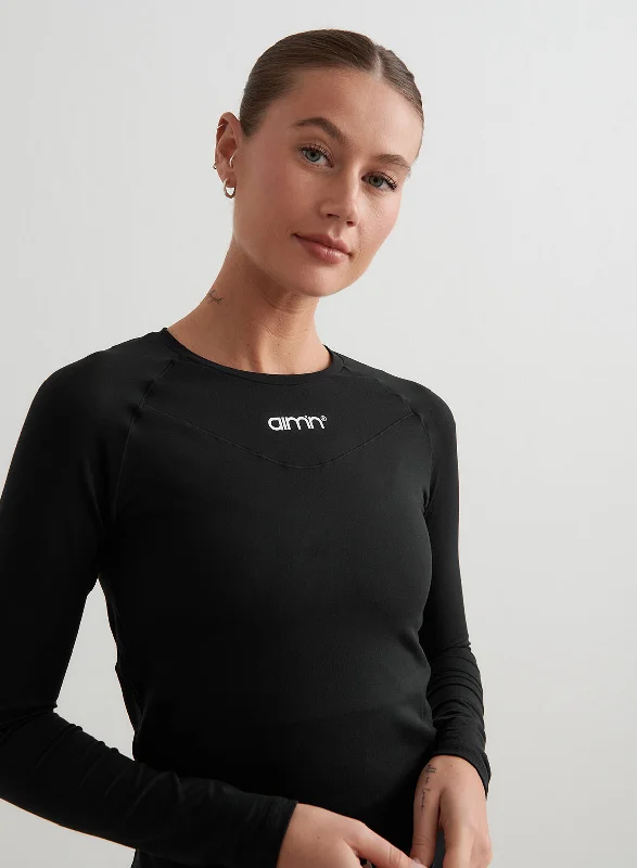 Forest Tall Sports Top for Length -Black Soft Basic Long Sleeve