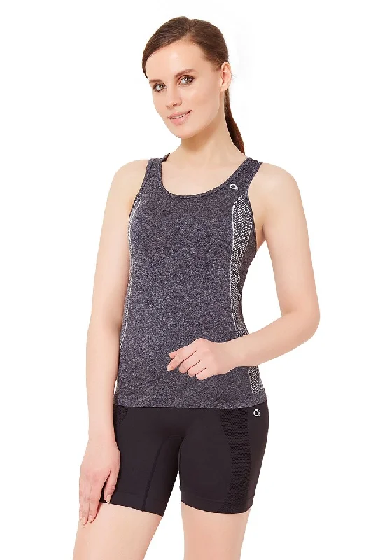 Lilac Fit Sports Top for Fitness -Half Sleeve Criss-cross Back Sports Cami - Black