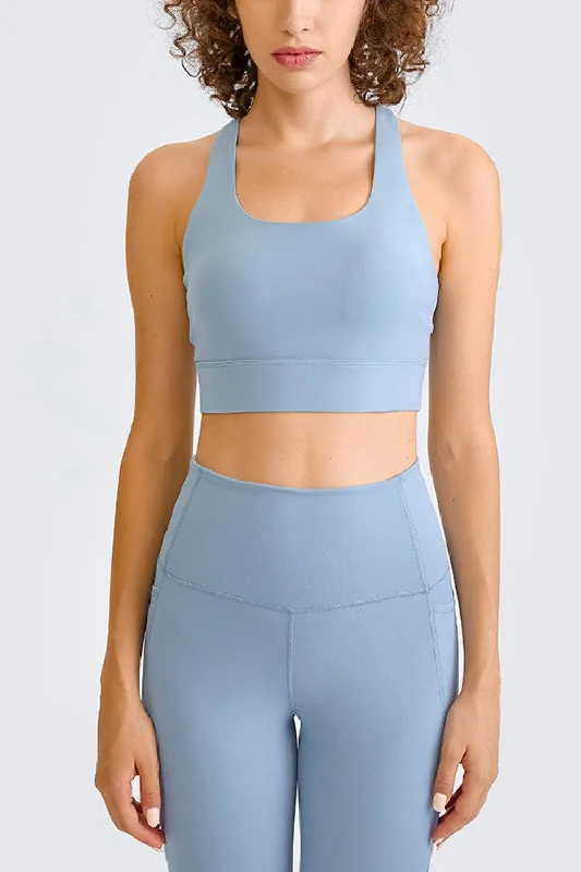 Sapphire Flex Sports Top for Stretch -Cross Back Yoga Crop Top