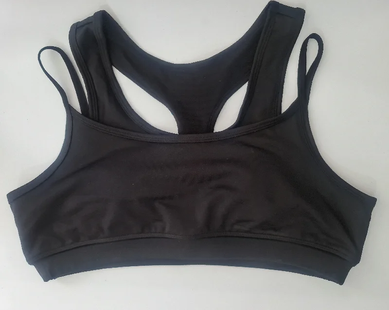 Slate Sharp Sports Top for Lifting -Double Under Crop Top Black/Black- SALE