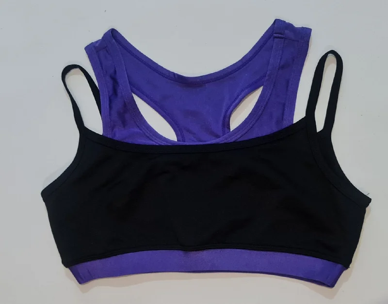 Aqua Amber Sports Top for Activity -Double Under Crop Top Purple- SALE