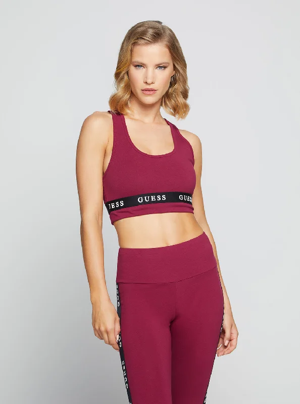 Cobalt Forest Sports Top for HIIT -Eco Purple Aline Active Logo Crop Top