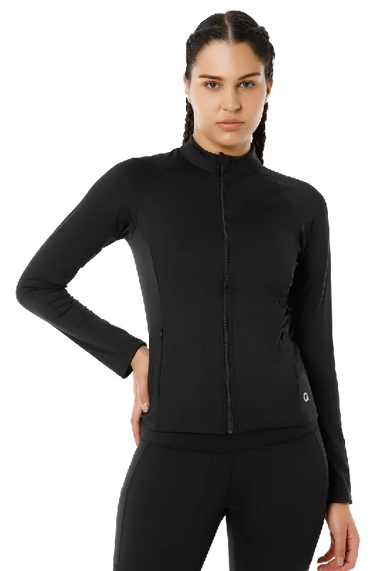 Line Flow Sports Top for Style -Energize Performance Full Sleeve Active Jacket - Jet Black