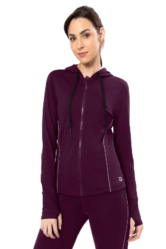 Aqua Amber Sports Top for Teens -Flaunt Hoodie Full Sleeve Active Jacket - Blackberry Wine