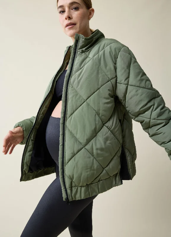 Amber Aqua Sports Top for Trails -Grow With You Puffer Maternity Jacket