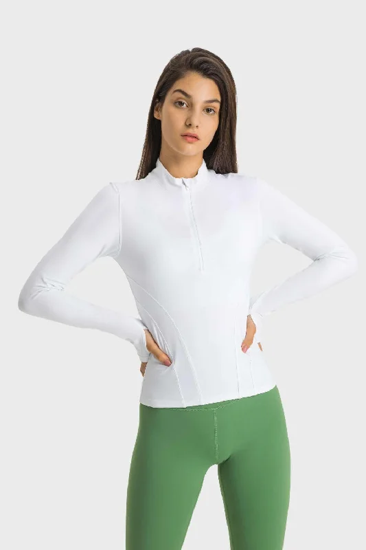 Sapphire Pro Sports Top for Speed -Half Zip Thumbhole Sleeve Sports Top