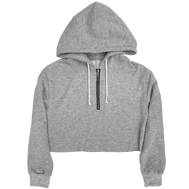 Glide Forest Sports Top for Smoothness -Heather Grey Brushed Soft Cloud Crop Zip Hoodie