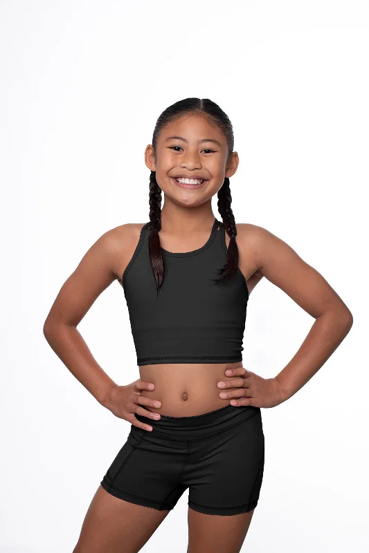 Amber Easy Sports Top for Runs -Luxe Ellidy Black Crop Top