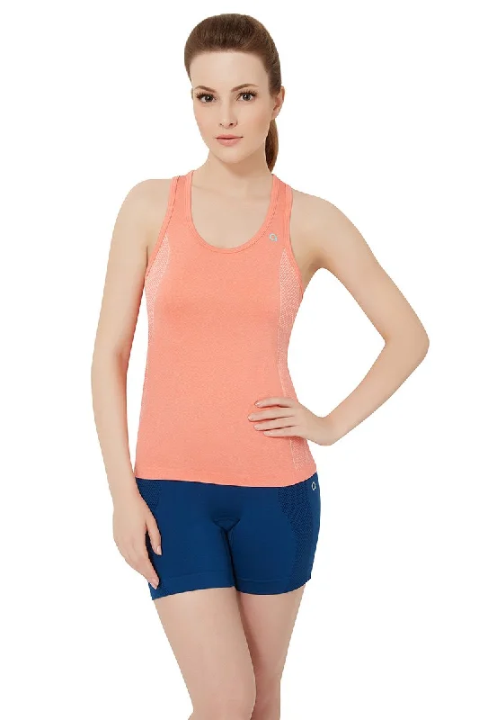 Aqua Curvy Sports Top for Figures -Half Sleeve Criss-cross Back Sports Cami - Porcelain Rose