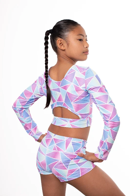 Lite Sapphire Sports Top for Agility -Prism Long Sleeve Crop Top