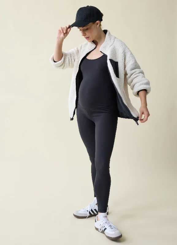 Slate Rose Sports Top for Weights -The Double Take Maternity Sherpa Jacket