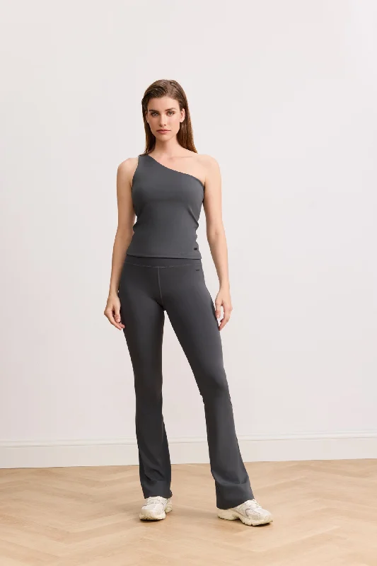 Sapphire Plus Sports Top for Curves -SIENNA SHAPE one shoulder top - Dark Grey