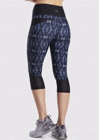 Sapphire Flex Sports Top for Stretch -Shaping Printed Crop Tight - Blue Print