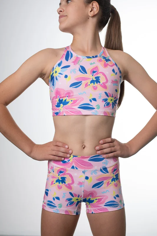 Beat Slate Sports Top for Fitness -Luxe Wildflower Crop Top