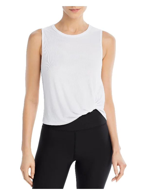 Vital Fit Sports Top for Fitness -Womens Knot-Front Ribbed Knit Shell