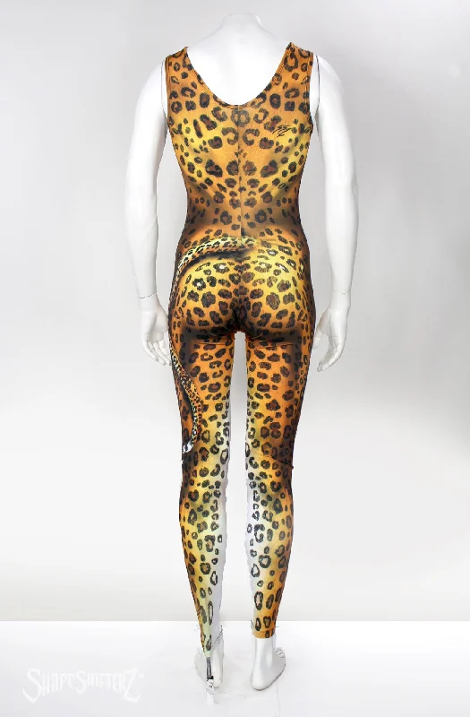 Amber Vent Sports Top for Summer -Dash Sleeve Sports Top for Running -Ultra Quality Leopard Bodysuit - Sleeveless Cosplay & Dance Costume